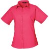 Premier Košile PR 302, popelínová, krátký rukáv, dámská - AKCE! COT390302c182j-hot pink Růžová 5XL