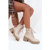 Kožené dámske členkové topánky na kocku Vinceza kaki | krémová 39 VINCEZA 5905677558043