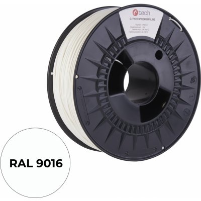 C-Tech Premium Line PLA, dopravní bílá, RAL9016, 1,75mm, 1kg