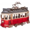 Mikro trading Sestavený kovový model tramvaje na volný chod - 16,5 cm - červená