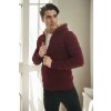 14455 Dewberry Furry Hooded Mens Sports Slim Fit Cardigan-BURGUNDY tmavočervená M dewberry 2465430676832