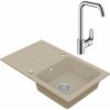 Drezový set Hansgrohe 2/A - Granitový drez s odkvapkávacou plochou 780x480 mm, piesková + Drezová batéria Hansgrohe Focus