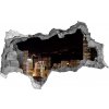 Fototapeta diera na stenu 3D Hong kong v noci 95x73 cm