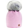 Fashionweek Dámska čiapka s kožušinovou brmbolcom JENOT +flísová podšívka WOOL VERONA Farba: Ružový, Veľkosť: Universal