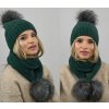 Fashionweek Exkluzívny alpakový zimný set čiapky a šál s brmbolcami JENOT ZIZI-AL4 Farba: Zelená, Veľkosť: Universal