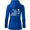 Stolný tenis - eat sleep - Mikina dámska trendy zipper s kapucňou - 2XL ( Kráľovská modrá )