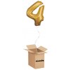 HeliumKing Balónový box - Narodeninové číslo 4 zlatý 86 cm