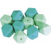 Detské silikónové korálky 14mm 10ks - mentolové hexagony