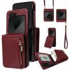 Multifunkčné peňaženkové puzdro Lanyard Zipper na Samsung Galaxy Z Flip 6 5G - Vínová červená