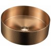 SAPHO Umývadlo AURUM z nehrdzavejúcej ocele na dosku, priemer 38 cm, vrátane odtoku, tepaná meď matná AU301-T