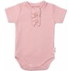 Baby Nellys Dojčenské rebrované body s gombíkmi kr. rukáv, Girl - púdrové, veľ. 68, 68 (3-6m)