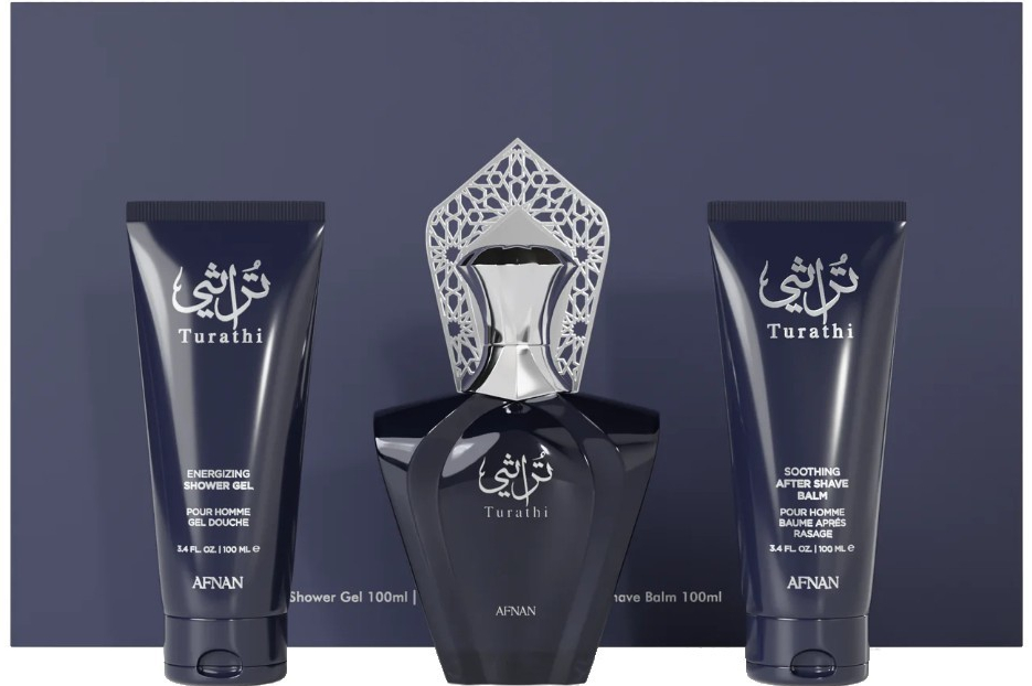 Afnan Turathi Blue - EDP 90 ml + balzám po holení 100 ml + sprchový gel 100 ml