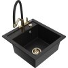 Mexen Vito, 1-komorový granitový drez 520x490x210 mm, drezová batéria Duo, čierna, 6503-77-671701-57-G