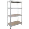 Majster Regál Bezskrutkový kovový regál RIVET, 180x90x60 cm, 4x HDF polica, zinok, Zinok