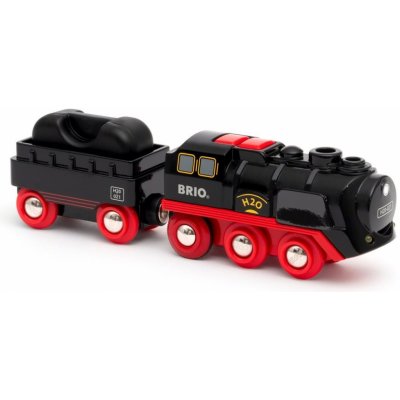 Vláčkodráha BRIO World 33884 Parná lokomotíva s vodnou nádržou na batérie (7312350338843)