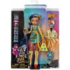 Mattel Monster High Bábika Cleo De Nile s modrými pruhovanými vlasmi a domácim psom