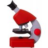 Mikroskop Bresser Junior 40x-640x Red, pre deti, súčasťou je experimentálna sada, zväčšeni (70122)