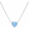 Evolution Group Strieborný náhrdelník so syntetickým opálom svetlo modré srdce 12048.3, darčekové balenie