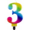 Godan SVIEČKA číslica 3 dúhová 8 cm