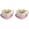 Sada 2 x kávová šálka + podšálka Heart ružová - Le Creuset