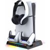 iPega P5S006 Multifunkčný Nabíjací RGB Stojan s Chladením pre PS5 Slim Black 6974363711009
