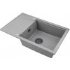 Sink Quality Ferrum New 8010, 1-komorový granitový drez 800x500x210 mm + grafitový sifón, šedá, SKQ-FER.8010.G.XB