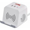 EMOS Predlžovací kábel - kocka 2 m / 2 zásuvky / biely / 2×USB-A + 1×USB-C+Qi / 1,5 mm2 P0212CQ