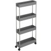 Pojazdný regál, 4 police, sivý