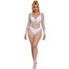 Subblime - 952396 fishnet bodystocking with diamonds long sleeve white