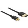 Delock Kábel High Speed HDMI s Ethernetom - HDMI-A samec > HDMI Micro-D samec 3D 4K 2 m Slim Premium