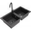 MEXEN/S MEXEN/S - Mario granitový drez 2-bowl vrátane batérie Telma, čierna kropenatá 6504-76-670200-70-B