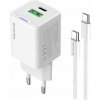 COLORWAY 1x USB-C/ 1x USB-A/ sieťová nabíjačka/ GaN/ PD/ PPS/ 20W/ Biela + 1x USB-C kábel