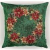 Vianočný gobelínový povlak VIANOČNÁ RUŽA-VENEC CESMÍNA ZELENÁ 45 x 45 cm