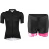 Force PURE čierny dámsky cyklistický dres + Force MINI čierno-ružové cyklokraťasy - S