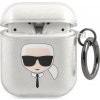 Karl Lagerfeld Ochranné pouzdro KLA2UKHGS Glitter Karl`s Head pro AirPods 1/2 stříbrné