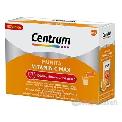 Centrum IMUNITA VITAMIN C MAX vrecká, pomarančová príchuť 14x7,1 g