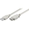 Kábel USB 2.0 A-A M/F 1.8m, High Speed, predlžovací, sivý