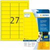 63,5*29,6 mm-ové Herma A4 hárkové print etikety, žltá farba (25 hárkov/balenie)