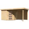KARIBU SCHWANDORF 5 drevený domček + prístavok 240 cm (9214) 462 x 246 cm, natur LG3908
