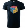 Rubikova kocka kreslená - Klasické pánske tričko vyššej gramáže - XS ( Tmavomodrá (veľmi tmavá - skoro čierna) )