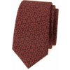 Hnedá slim kravata s jemným ornamentálnym vzorom