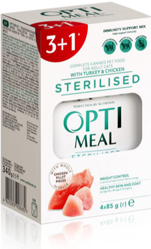 OPTIMEAL for Sterilised cats with turkey and chicken fillet in sauce 4 x 85 g