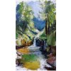 Lesný vodopád - Akad. maliar Igor Navrotskyi,originálny, ručne maľovaný obraz M (do veľkosti 65x65cm) Viac farieb