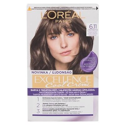 L'Oréal Paris Excellence Cool Creme permanentní barva na vlasy se studenými tóny 48 ml odstín 6,11 Ultra Ash Dark Blond pro ženy
