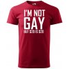 Sablio Tričko s potlačou I am not gay, but... - červené 5XL