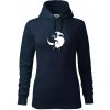 Mačka - Jin jang - Mikina dámská Cape s kapucí - XL ( Tmavomodrá (veľmi tmavá - skoro čierna) )