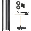 CERANO - Kúpeľňový radiátorový set Valerio - kombinované vykurovanie, termo tyč - bočné jednobodové pripojenie - 872W - čierna matná - 1560x390 mm