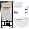 DEANTE Podstavný rám, pre závesné WC misy + SLIM tlačidlo bílé + WC REA Carlo Flat Mini Rimlesss + SEDADLO CST_WC01 A51P CF1