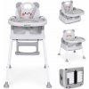 Detská stolička na kŕmenie 3 v 1 s dvojitým podnosom a 5-bodovým pásom, sivá, ECOTOYS