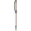 Guľôčkové pero, Crystals from SWAROVSKI®, biele, so zafírovo modrými krištáľmi v strede tela, 14cm